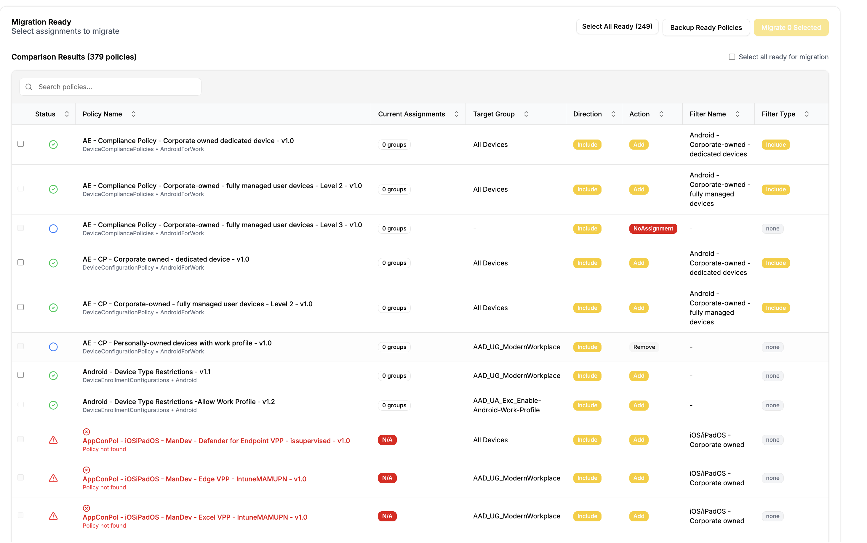 Compare view example