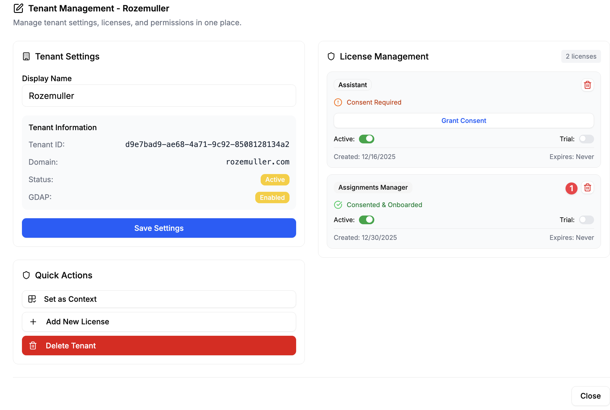 Remove License Dialog