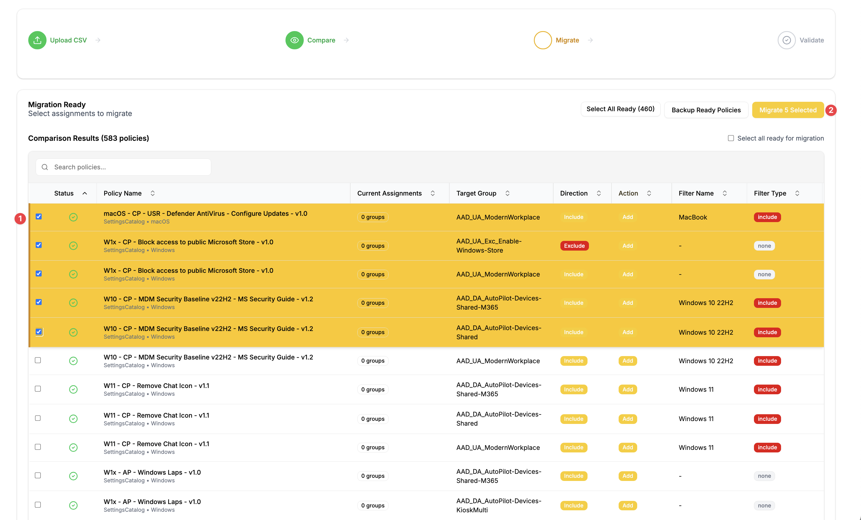 Select rows for migrate