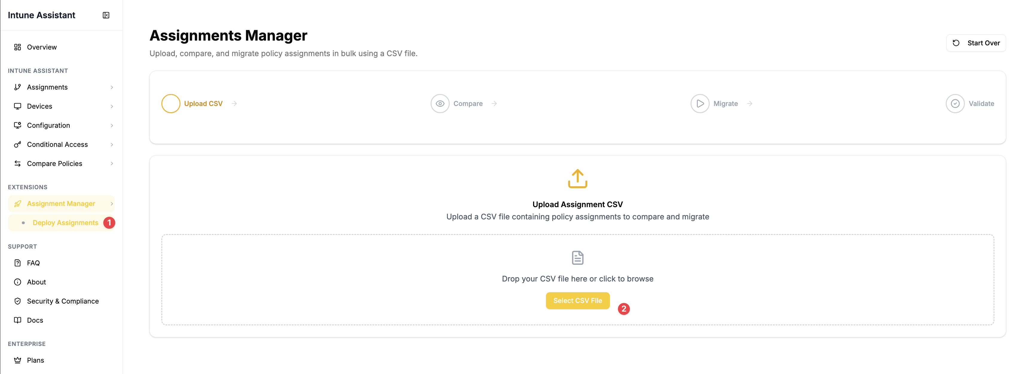 Assignment Manager - Upload screen